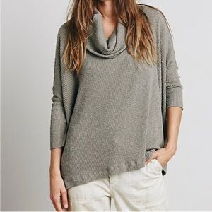 FP beach World Traveler Cowl Neck Split Back Sweater, Large